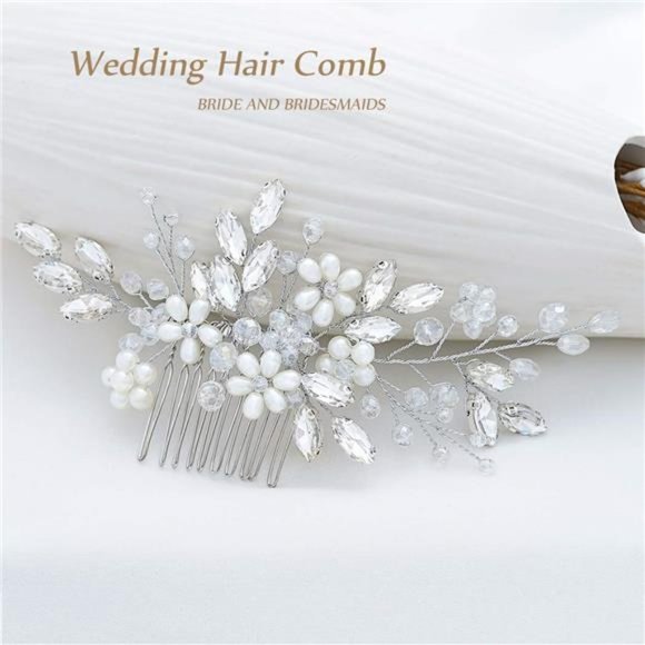 Silver Wedding Hair Comb | Bridal Accessories - Picture 7 of 7